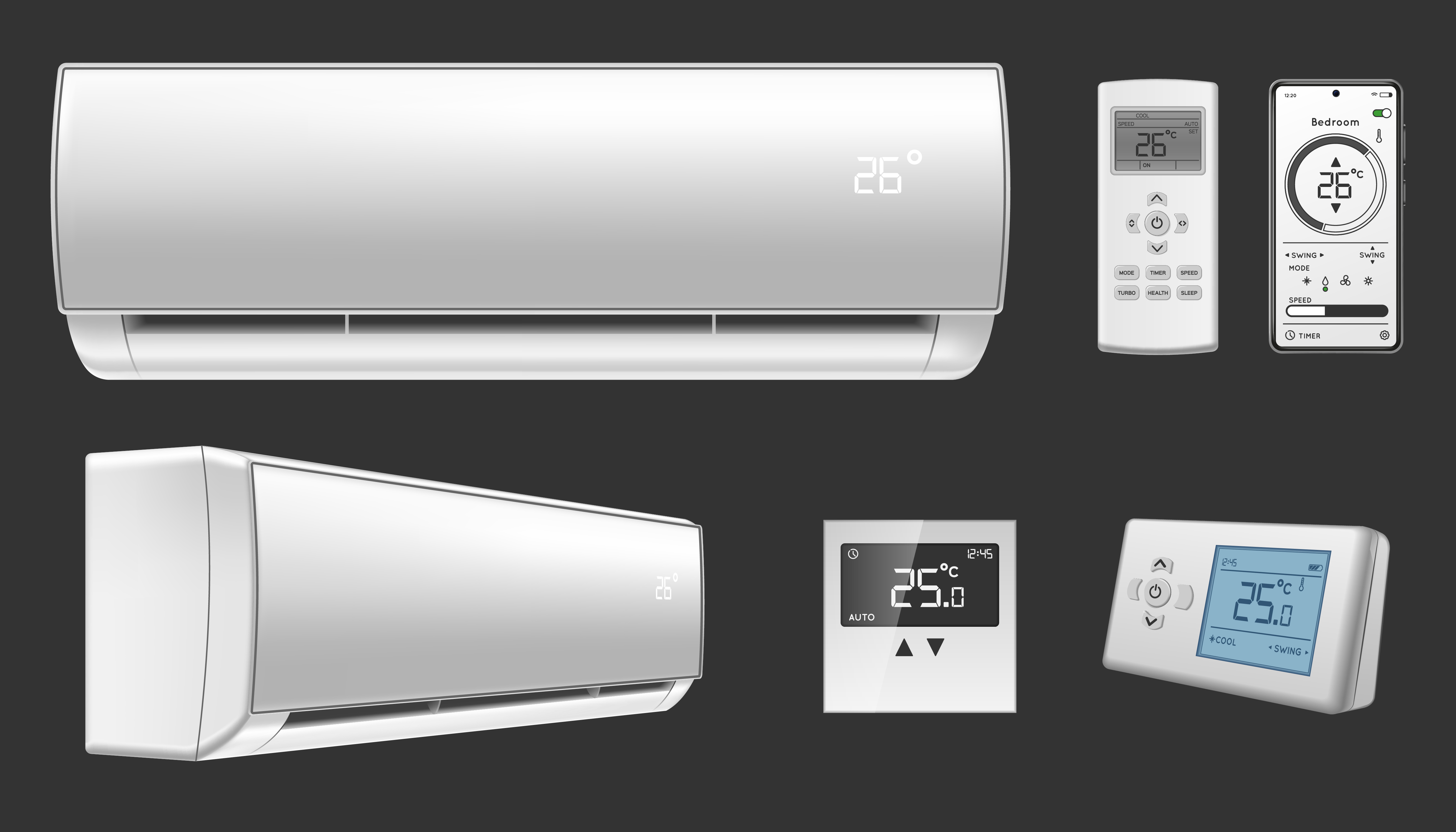 Minisplit de aire acondicionado con control remoto y termostato
